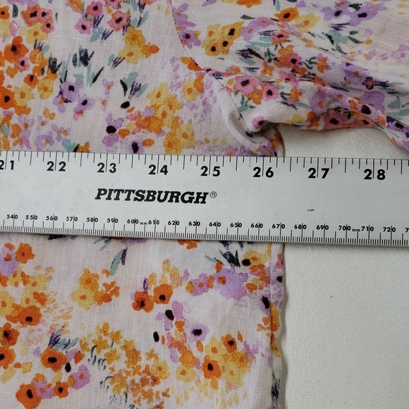 H&M Linen Floral Cropped Boxy Shirt Women's Size Large - Picture 9 of 11